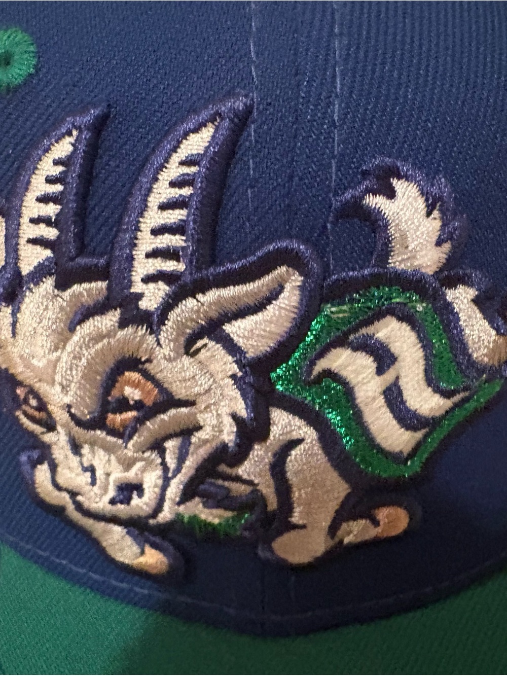 Hartford Yard Goats LIDS New Era Fitted Cap Hat Size 7 1/8 MILB Royal Blue Green - Picture 3 of 7